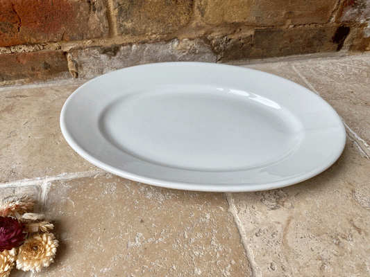 Antique French Plain White Ironstone Oval Serving Platter