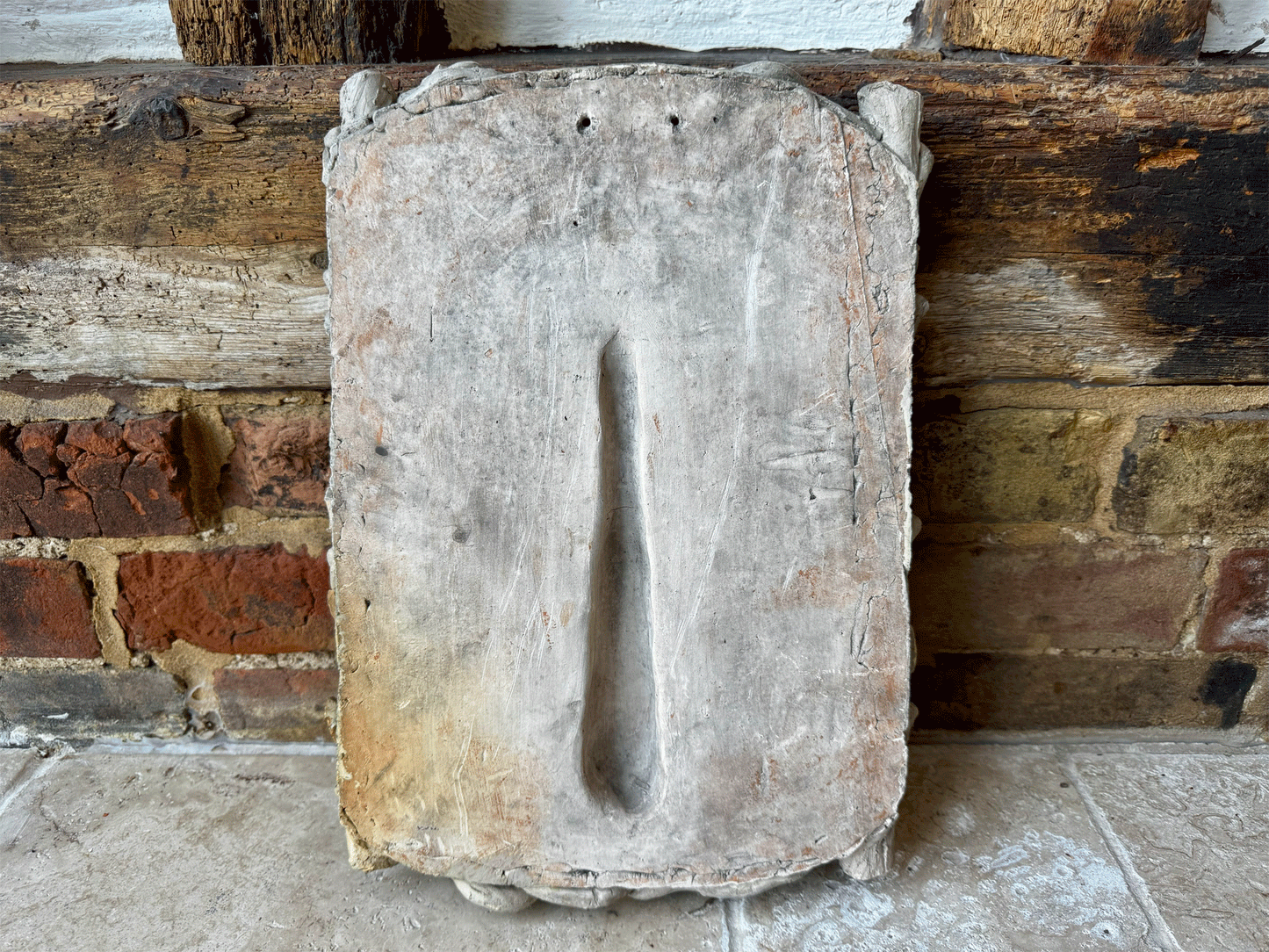 rare antique french town plaque artwork plaster sign hersin coupigny north