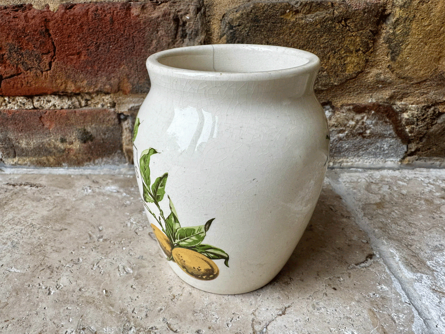 antique french rare white ironstone advertising confiture pot picon oranges