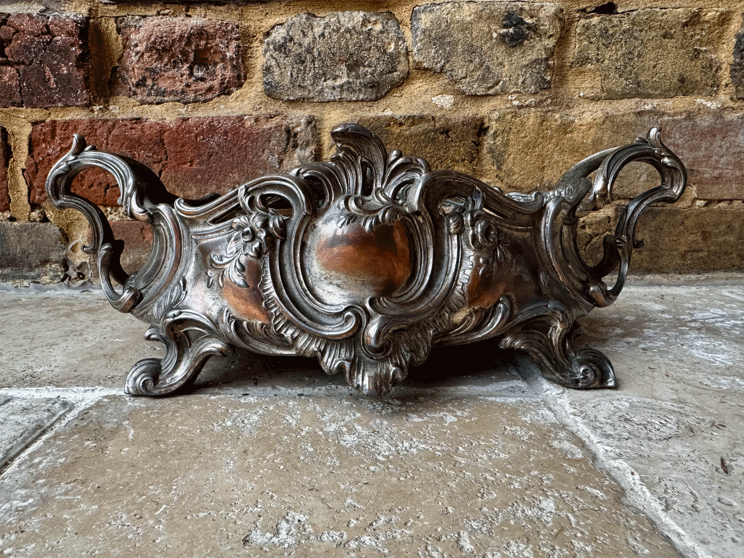 large antique french 19th century silver plated bronze jardiniere table centrepiece