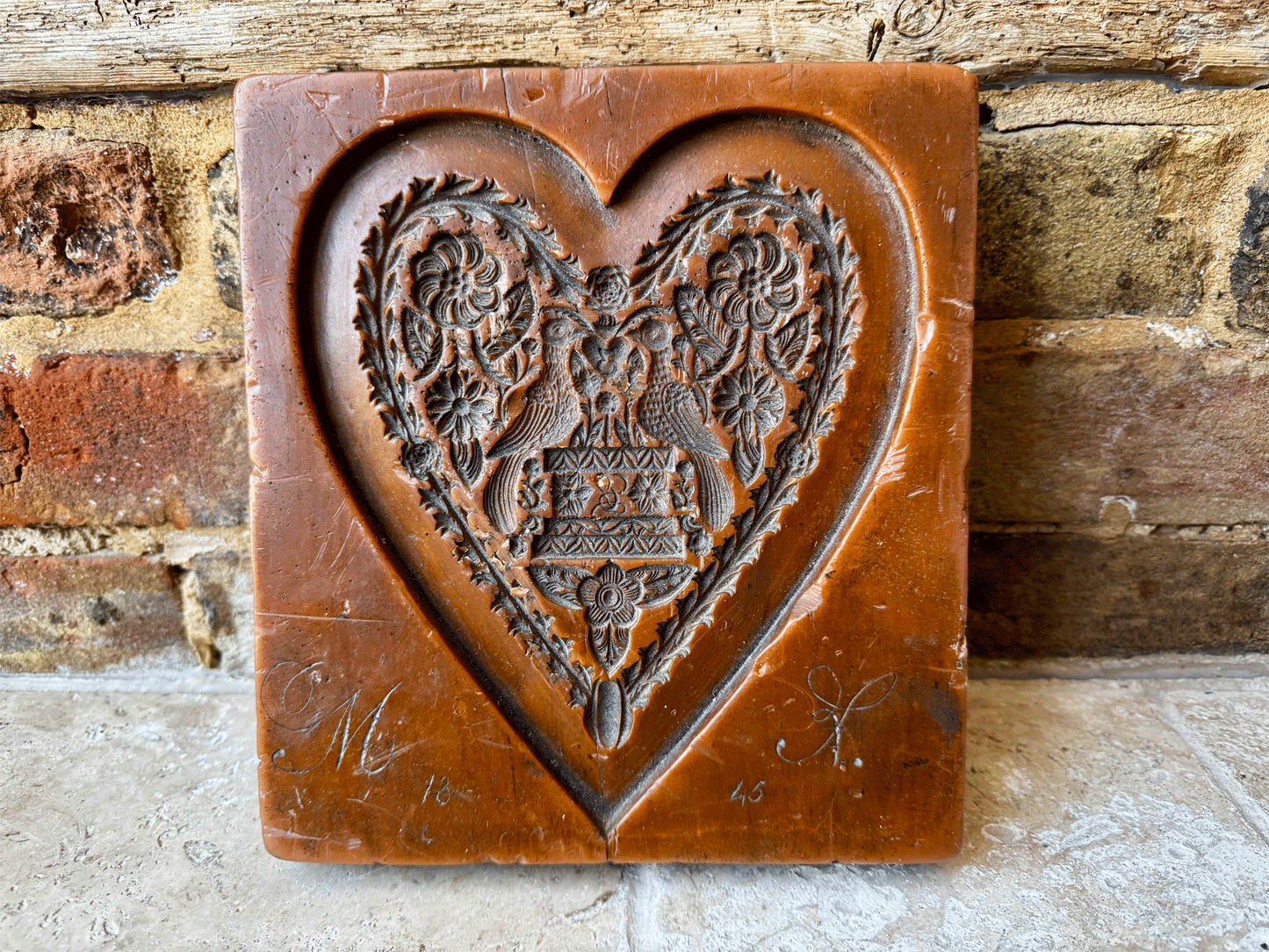 rare antique french deeply arved marzipan wedding cake memento souvenir mould
