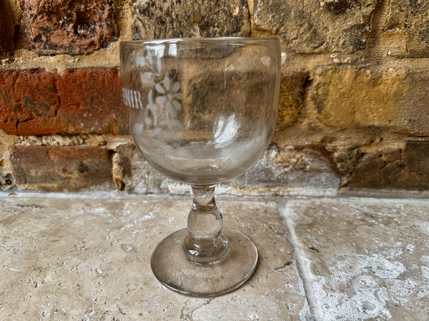 rare large antique wedding souvenir french glass rummer memento