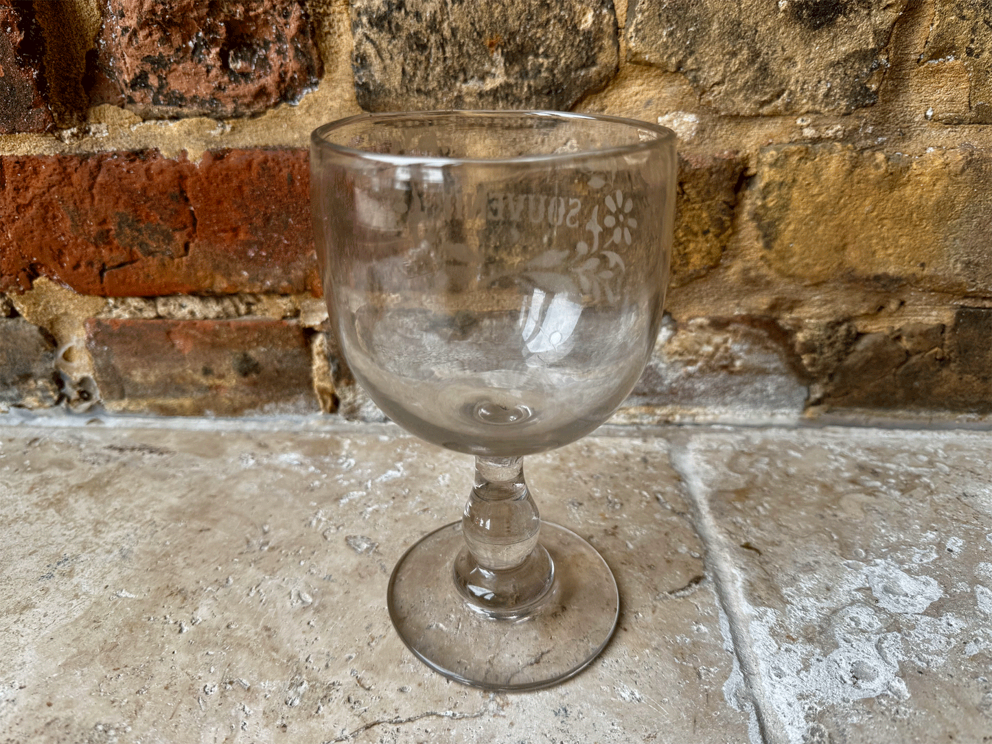 rare large antique wedding souvenir french glass rummer memento