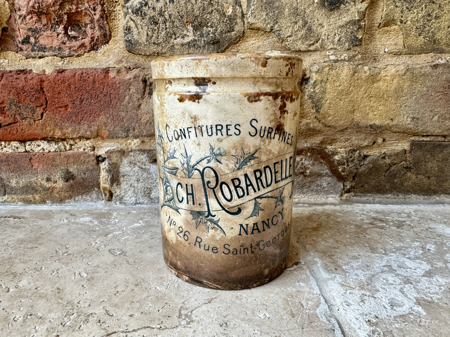rare large two pound ironstone french advertising confiture pot ch robardelle nancy