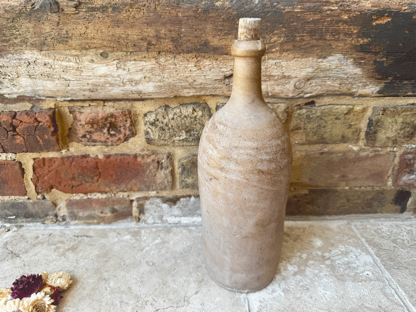 rustic antique french large stoneware oil vinegar wine bottle country decor