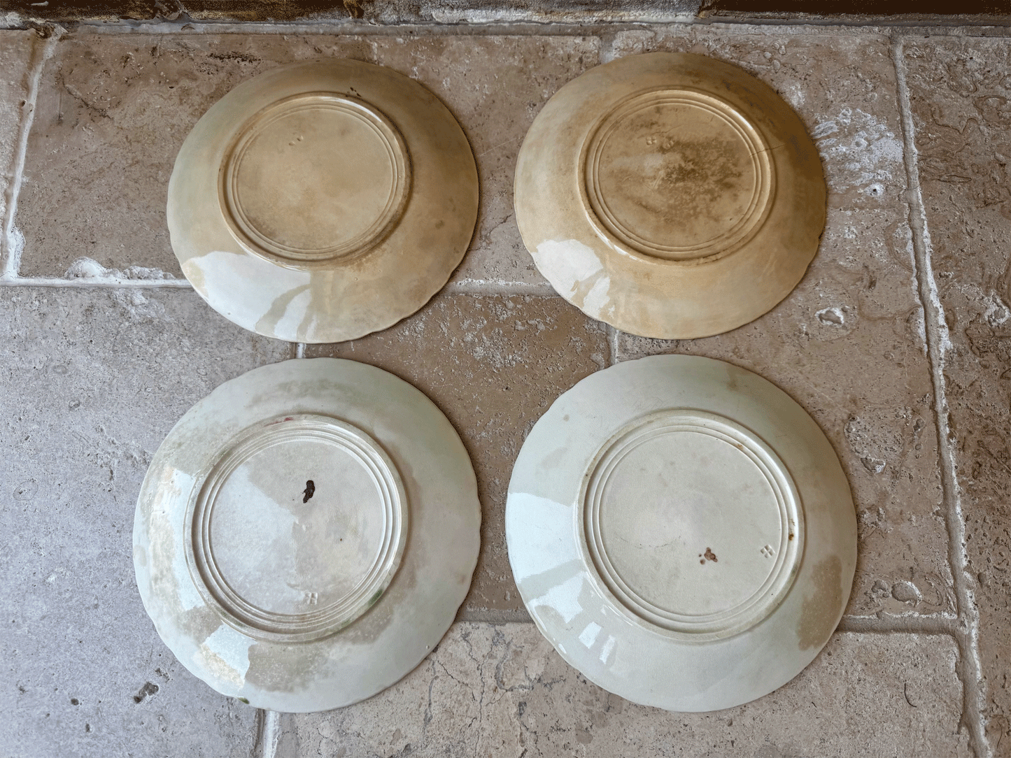 antique french majolica side plate pink roese rosettes