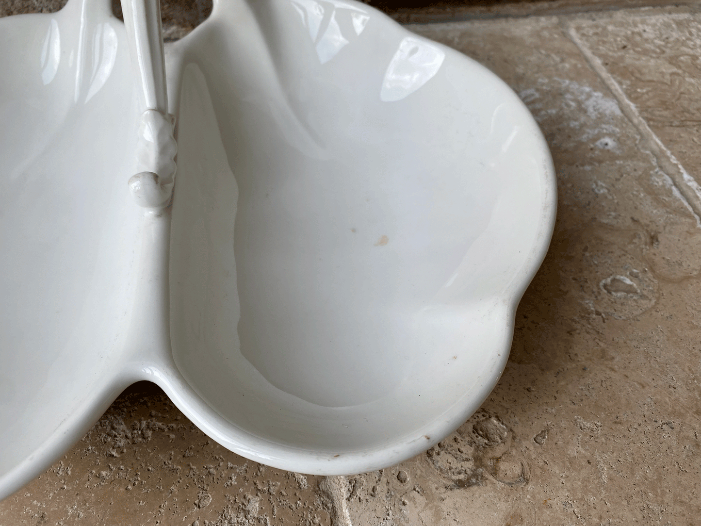 rare antique french large handled vegetable serving dish white ironstone