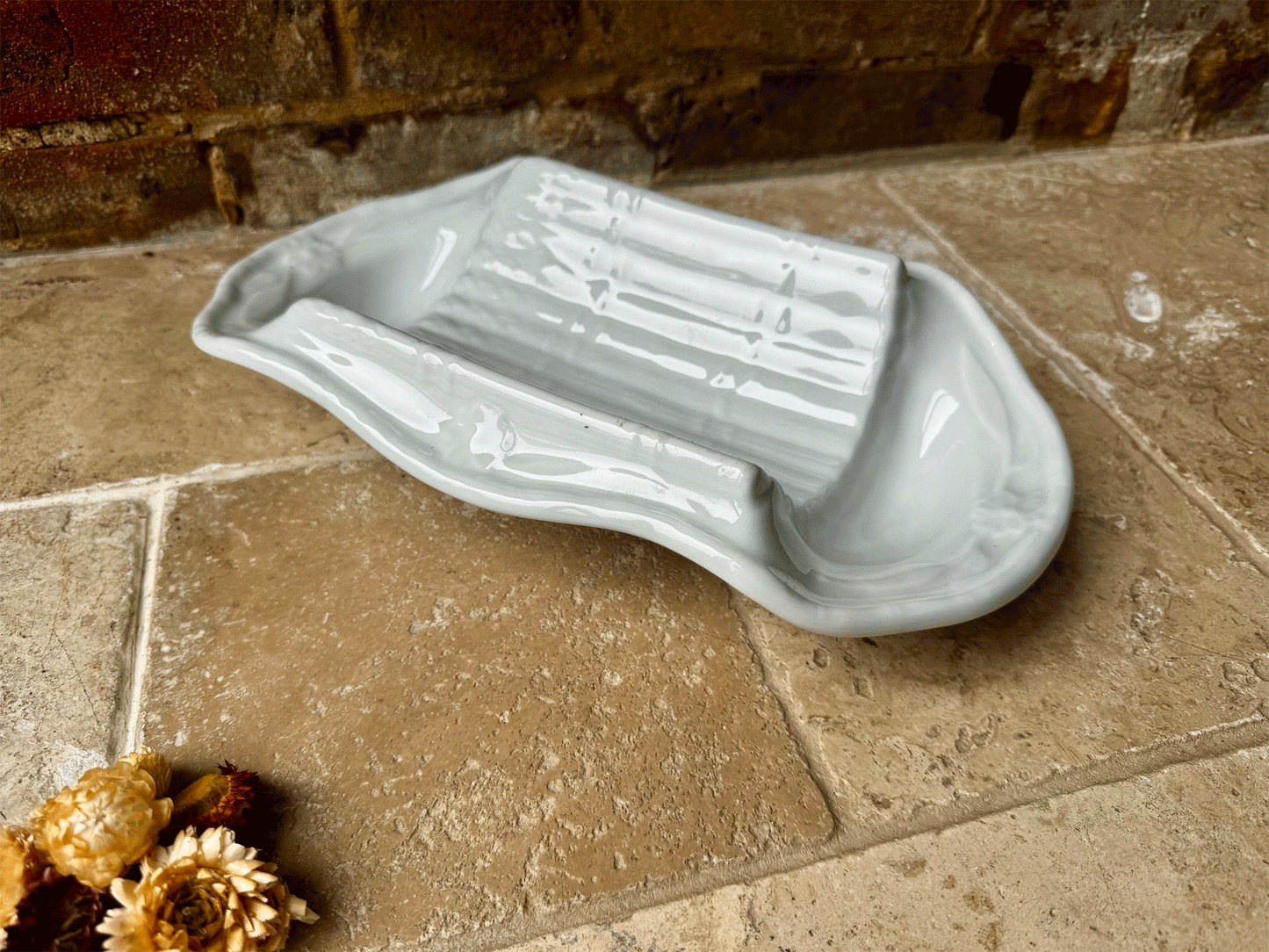 extra large antique vintage french plain white ironstone asparagus serving dish platter
