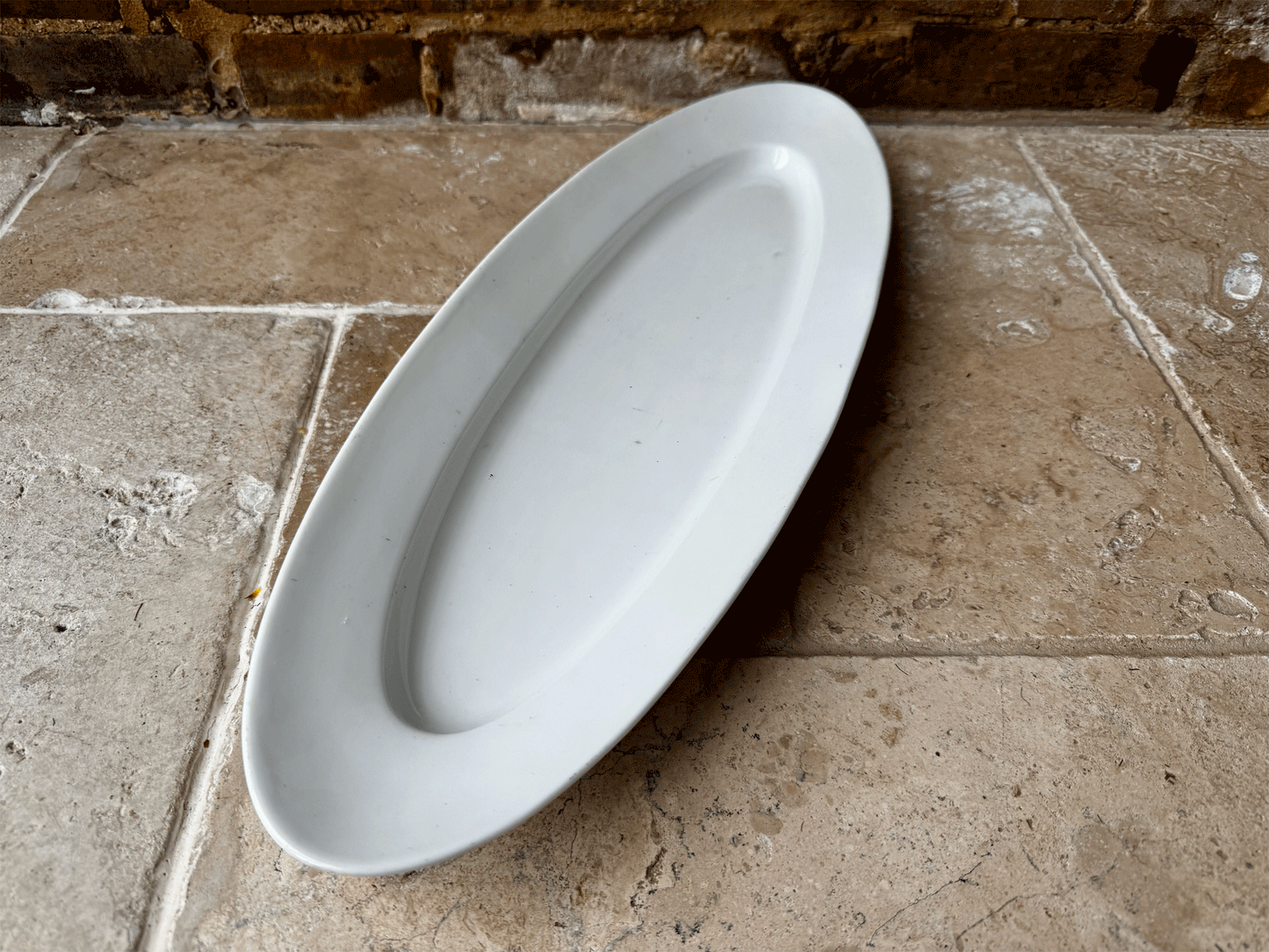 antique french plain white ironstone large oval fish plate platter