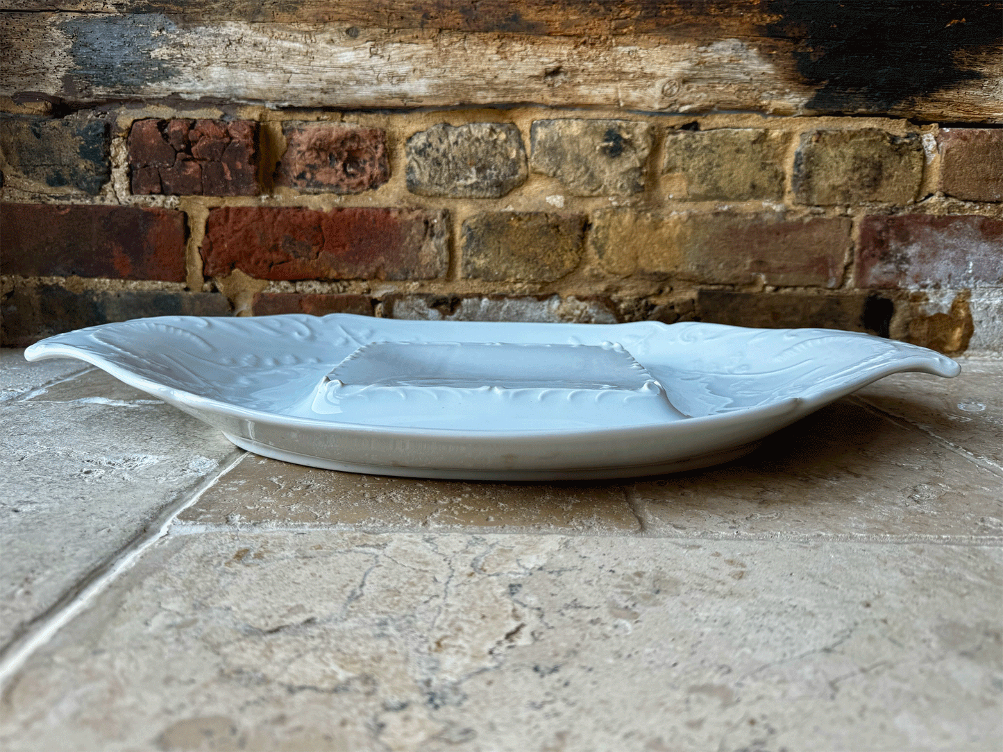 rare antique french extra large decorative white ironstone patisserie stand platter
