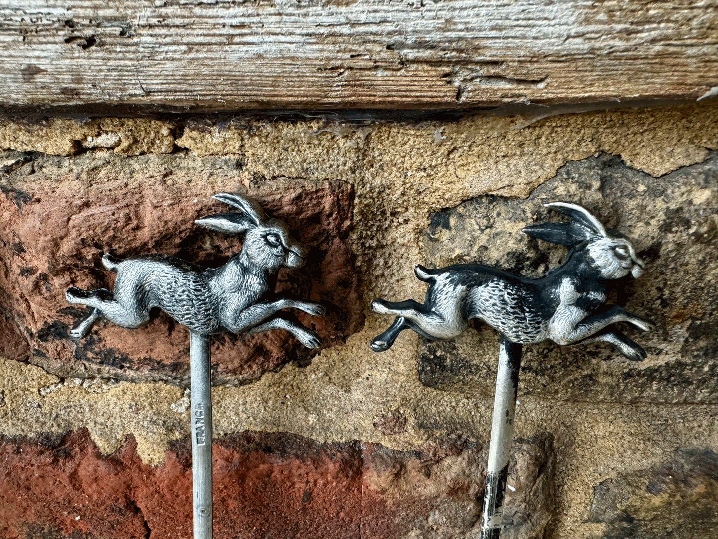 rare antique french silver plated hatelet pie skewer cockerel chicken bull rabbit pig pheasant wild boar swallow