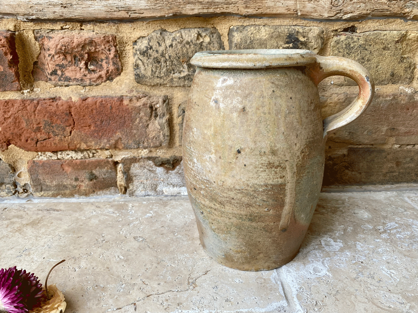 rustic tall antique french confit pot jar stoneware