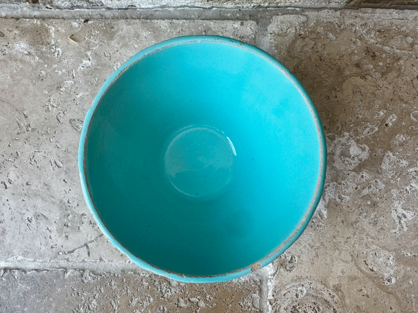 rare antique french ribbed cafe au lait bowl turquoise blue