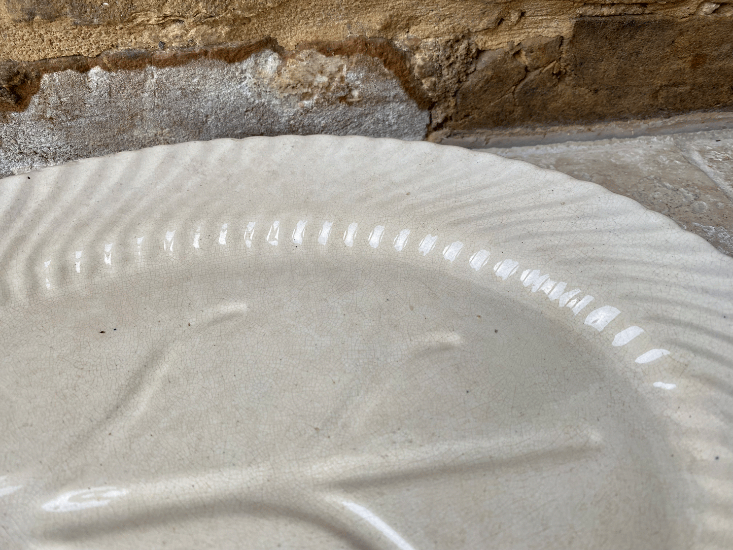 antique french white ironstone carving platter plate