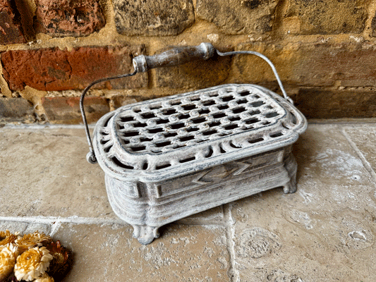 french decorative antique cast iron chaufferette foot warmer alfred corneaux charleville
