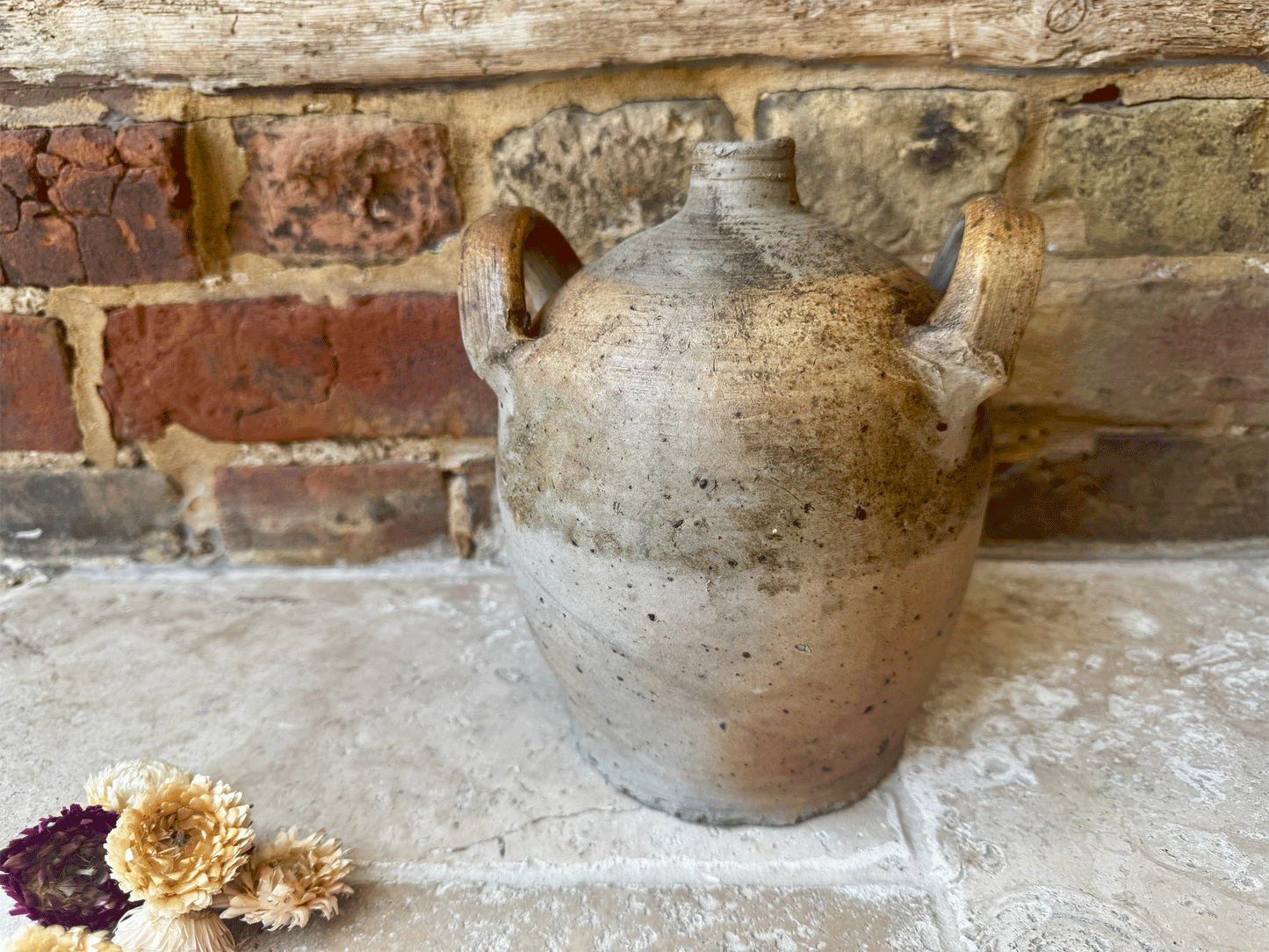 antique french rustic stoneware confit oil wine vinegar preserving jar