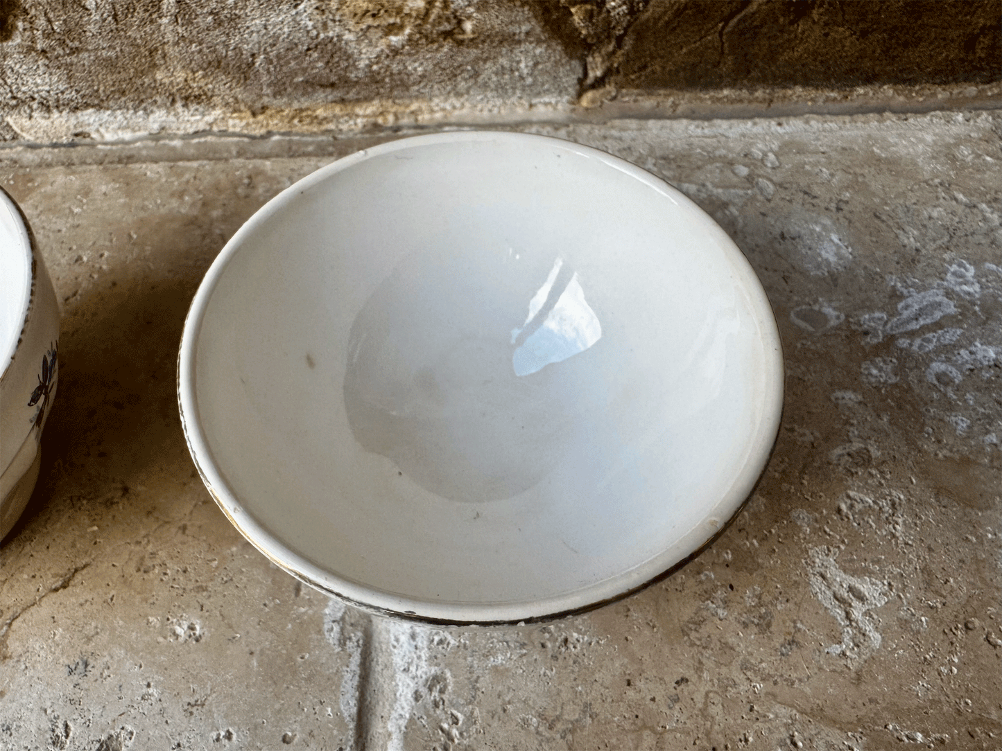 antique french sarreguemines ironstone small cafe au lait chocolat chaud bowl