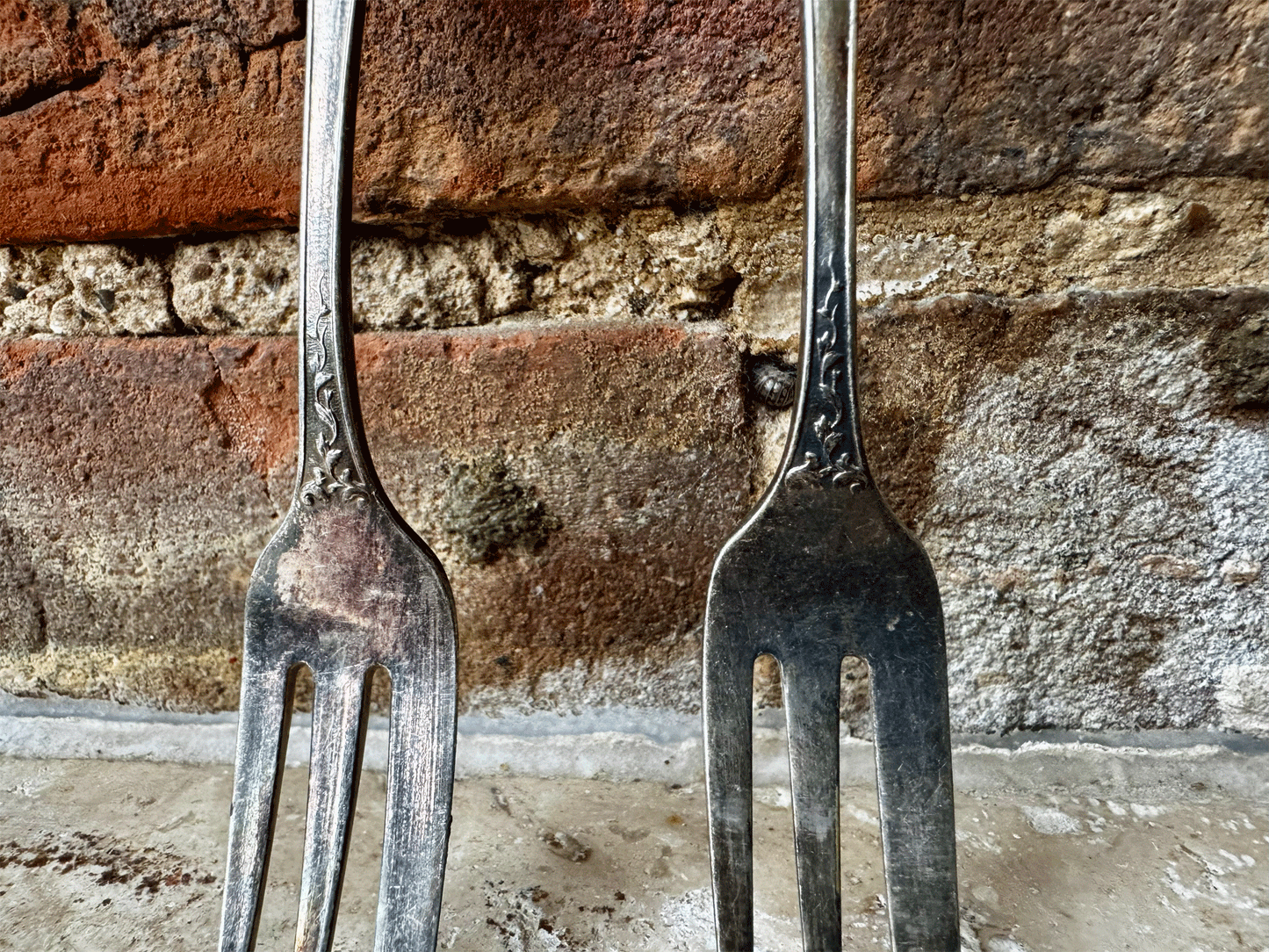 antique french silver plated decorative floral foliage dessert forks