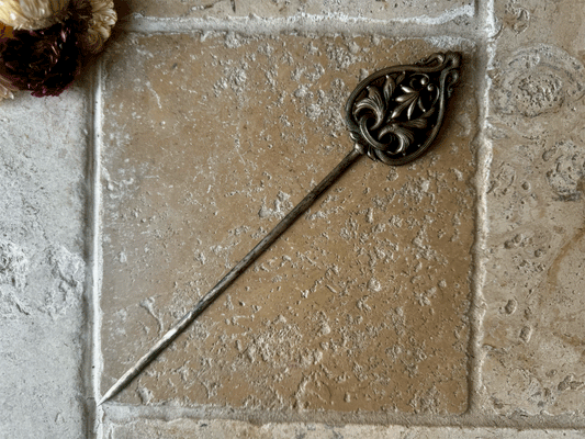 antique french classical style silver plated hatelet pie skewer