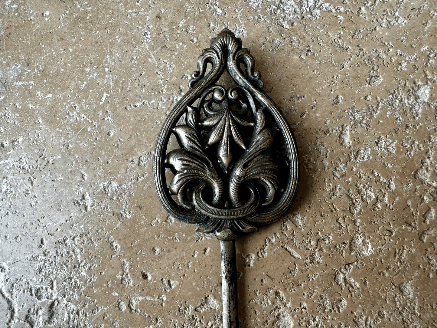 antique french classical style silver plated hatelet pie skewer