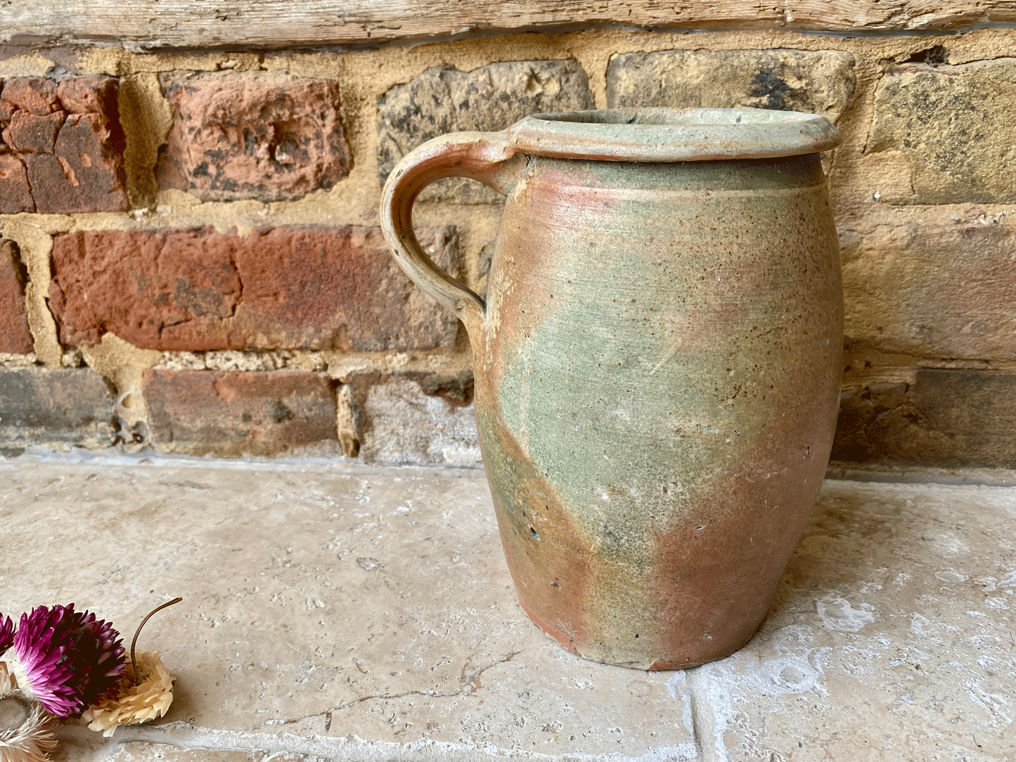 rustic tall antique french confit pot jar stoneware