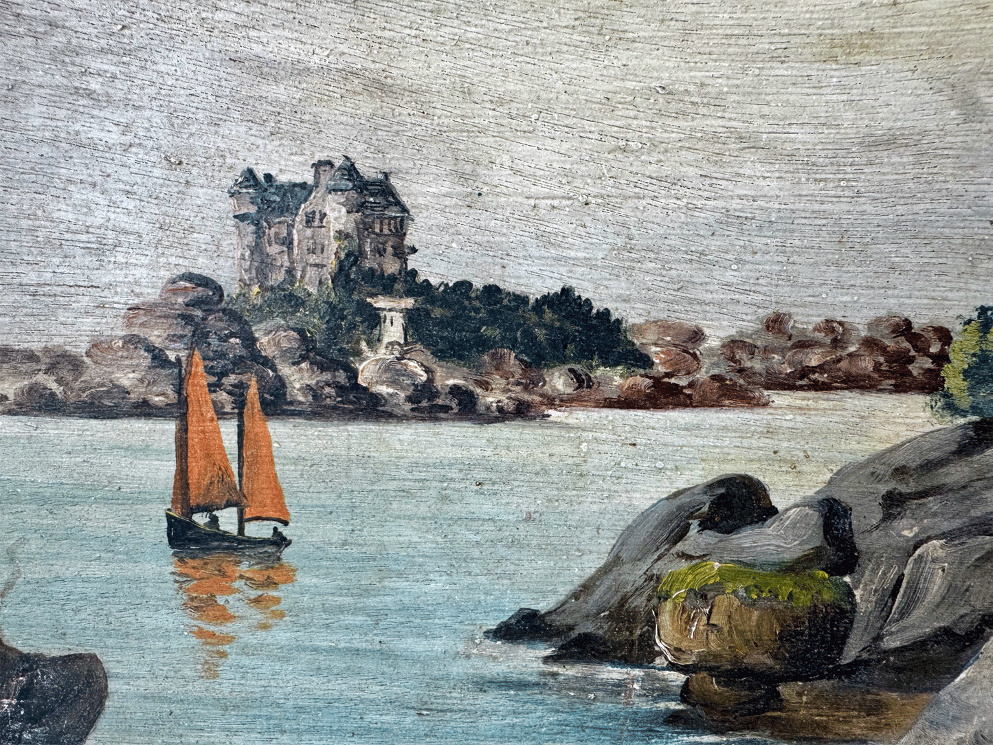 vintage french signed seascape oil painting board r blossier