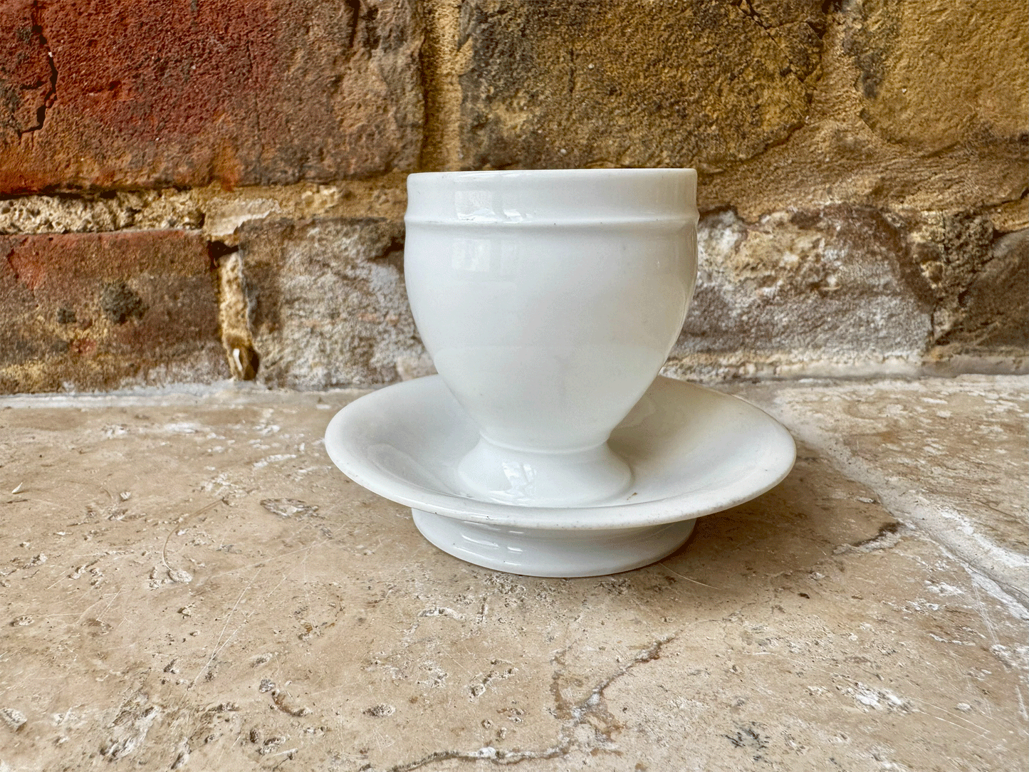 antique french plain white ironstone egg cup