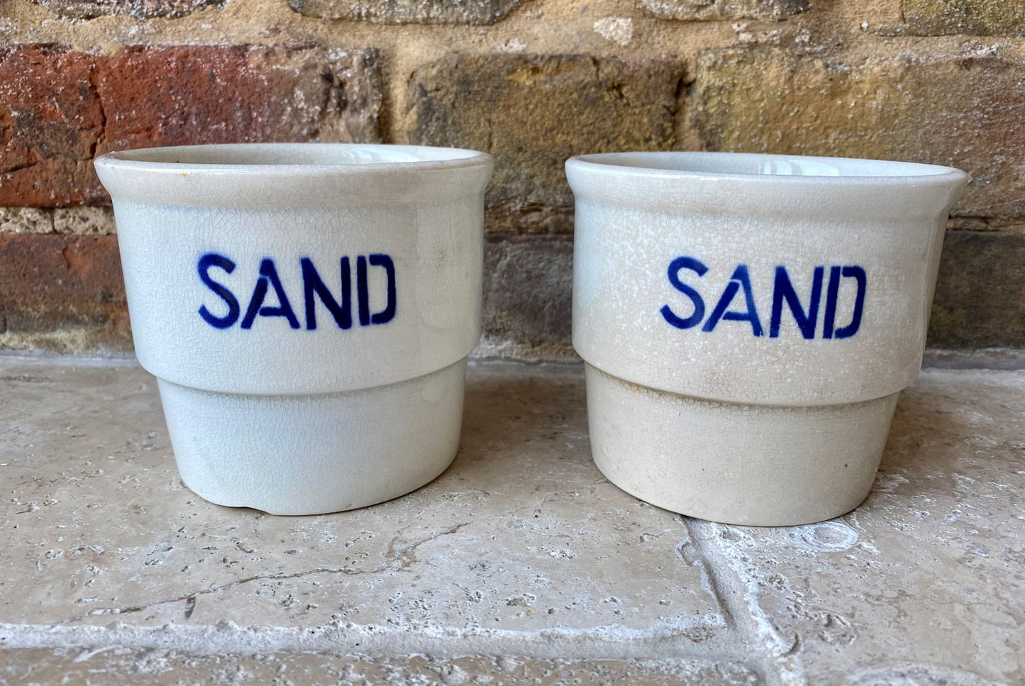 antique frencg luneville white ironstone blue transferware sand pot