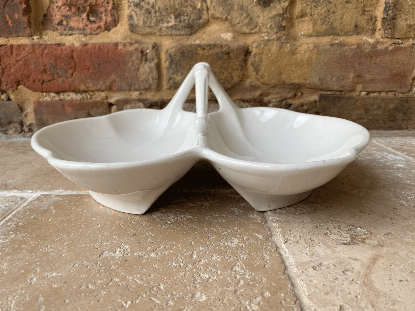 rare antique french large handled vegetable serving dish white ironstone