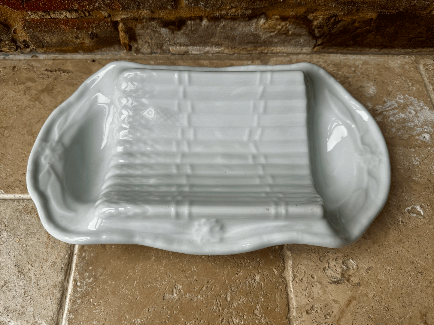 extra large antique vintage french plain white ironstone asparagus serving dish platter