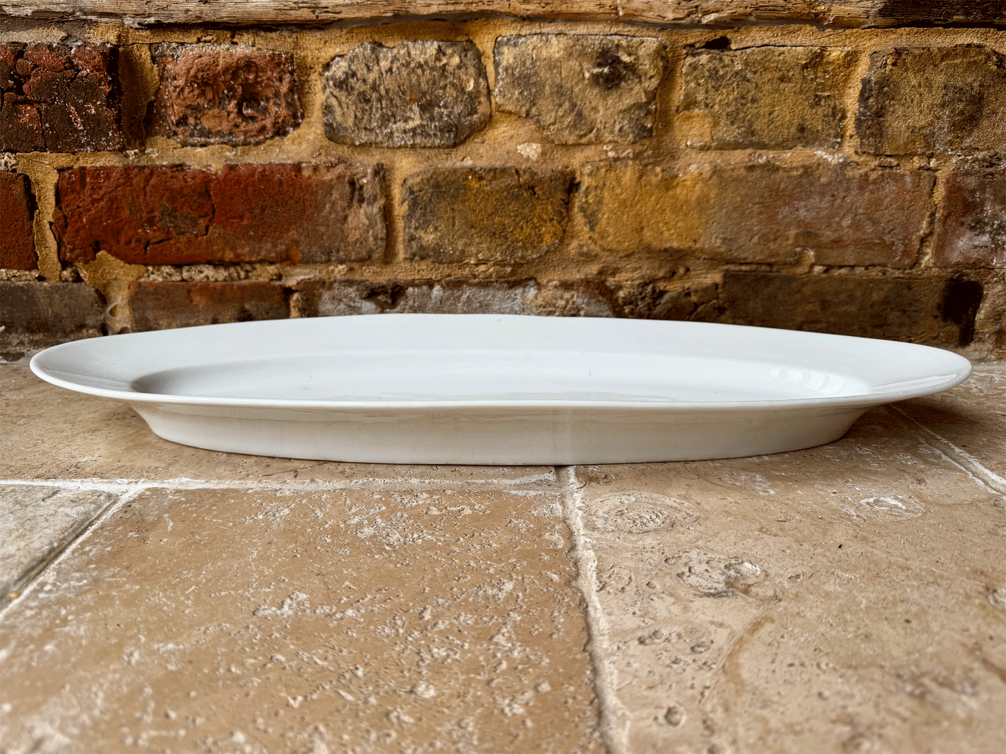 antique french plain white ironstone large oval fish plate platter