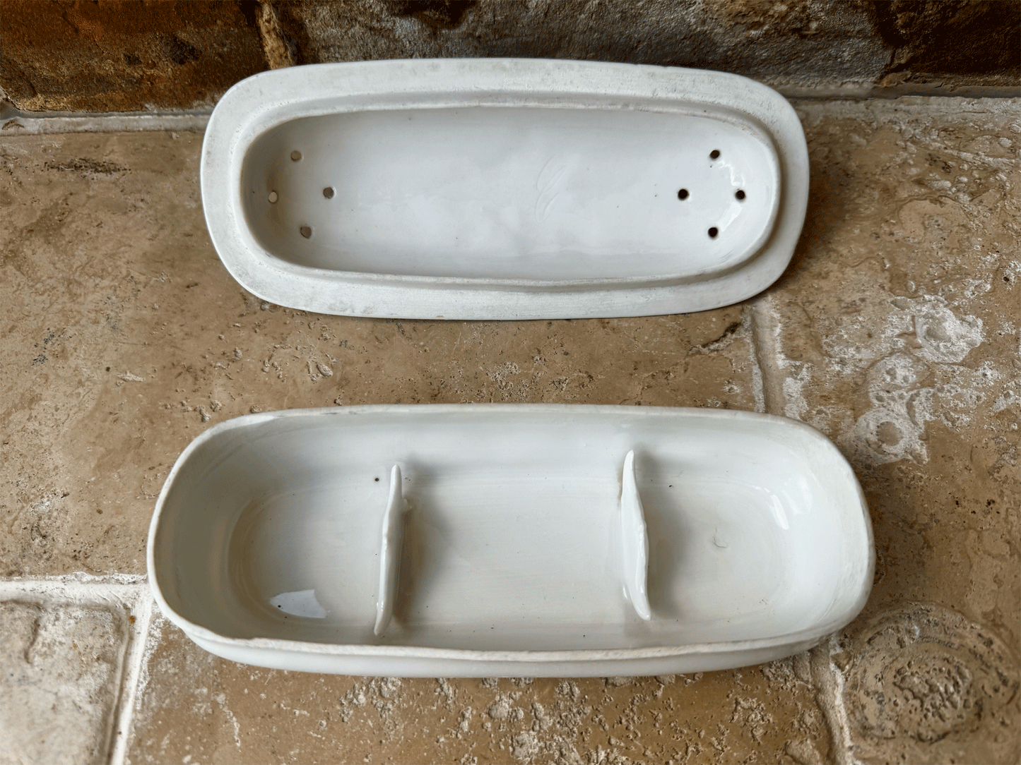 antique french plain white ironstone razor dish soap trinket jewellery