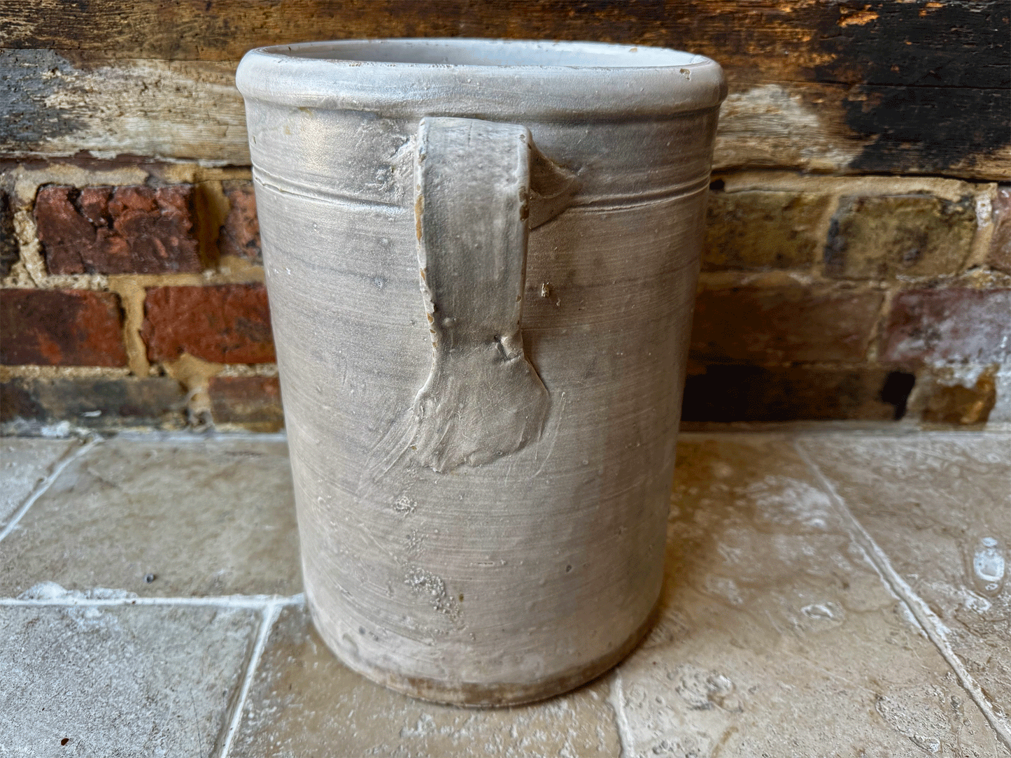rare extra large antique italian naples stoneware confit pot
