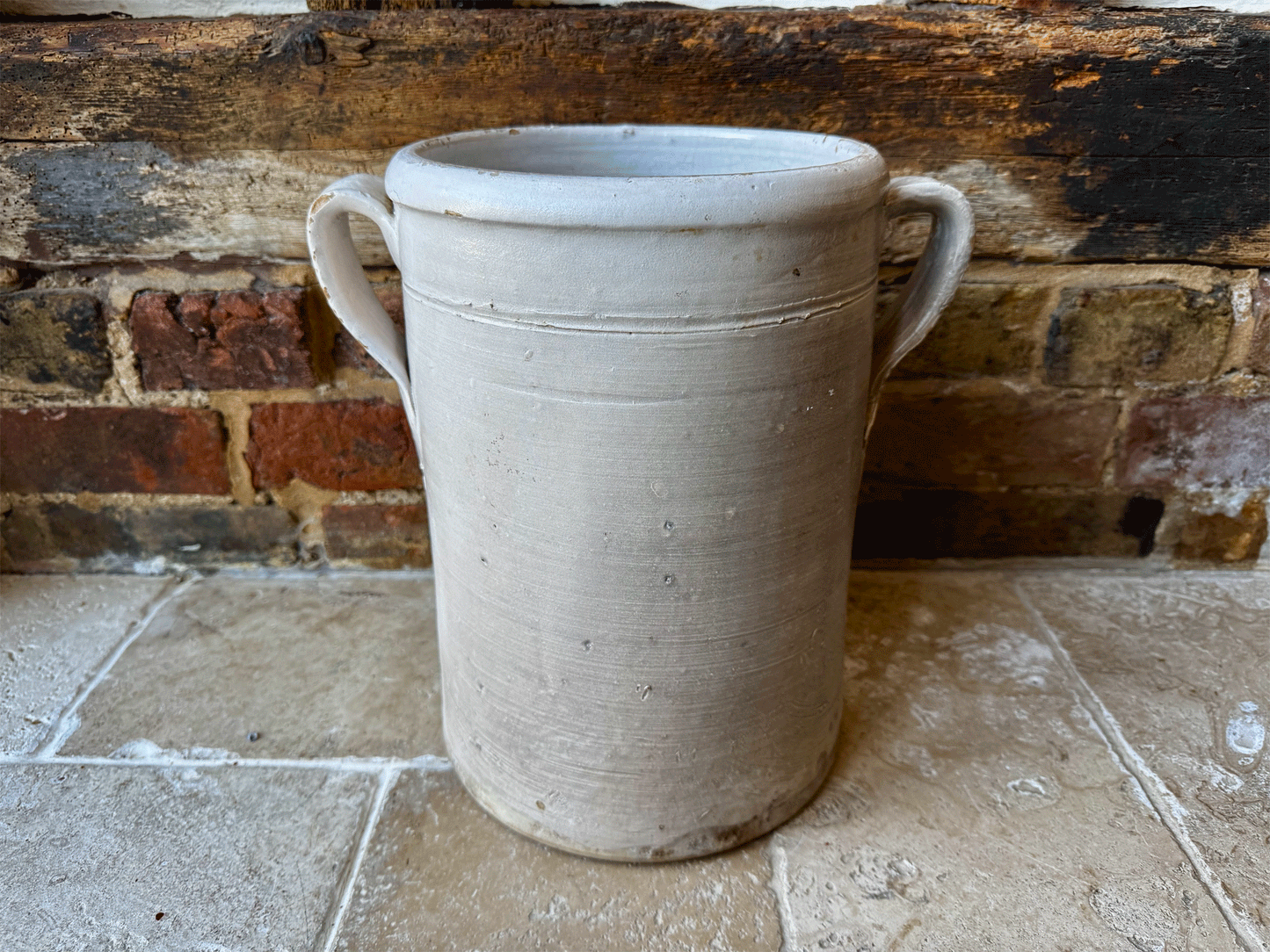 rare extra large antique italian naples stoneware confit pot
