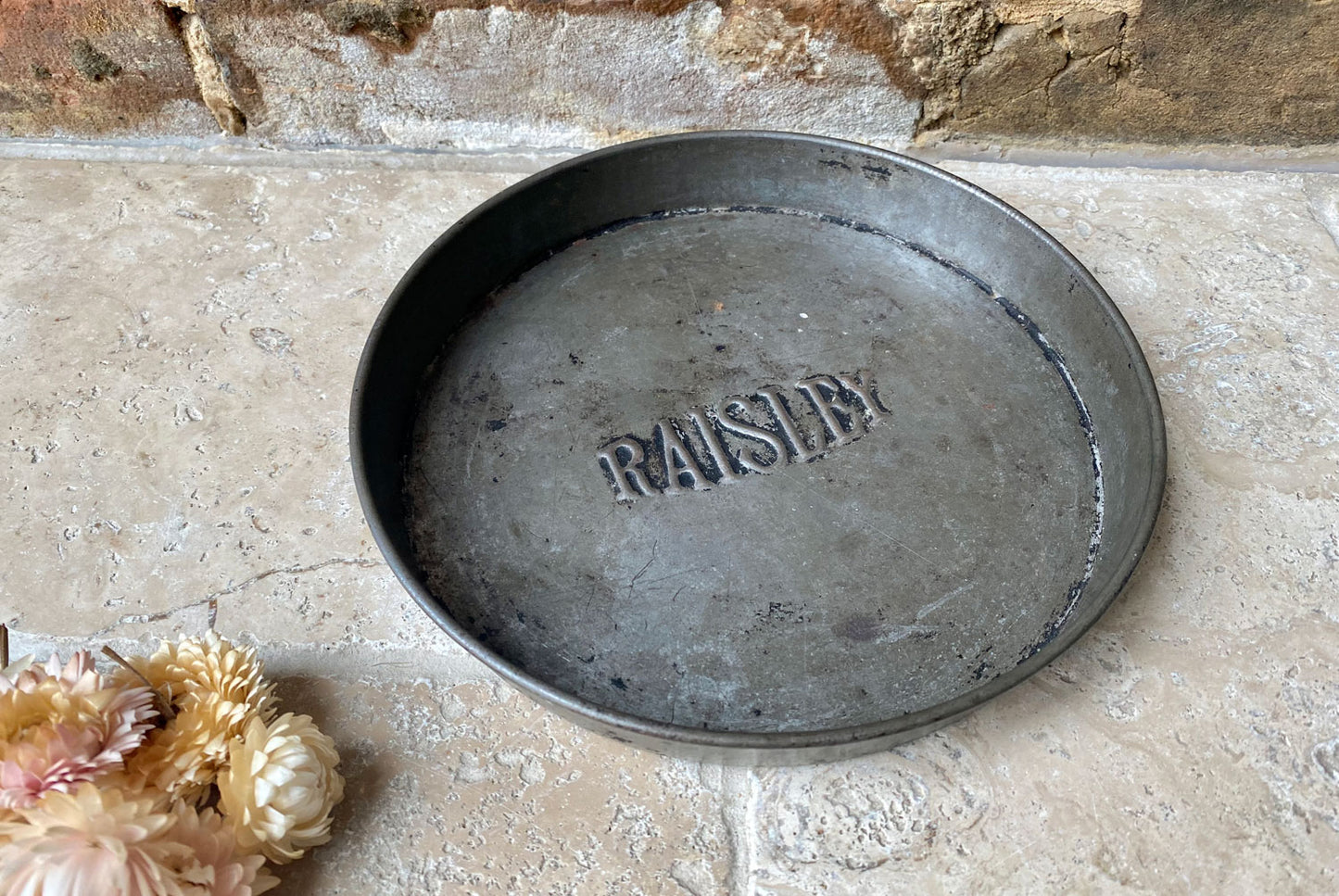 antique vintage early 20th century brown polson raisley flour advertising cake tin