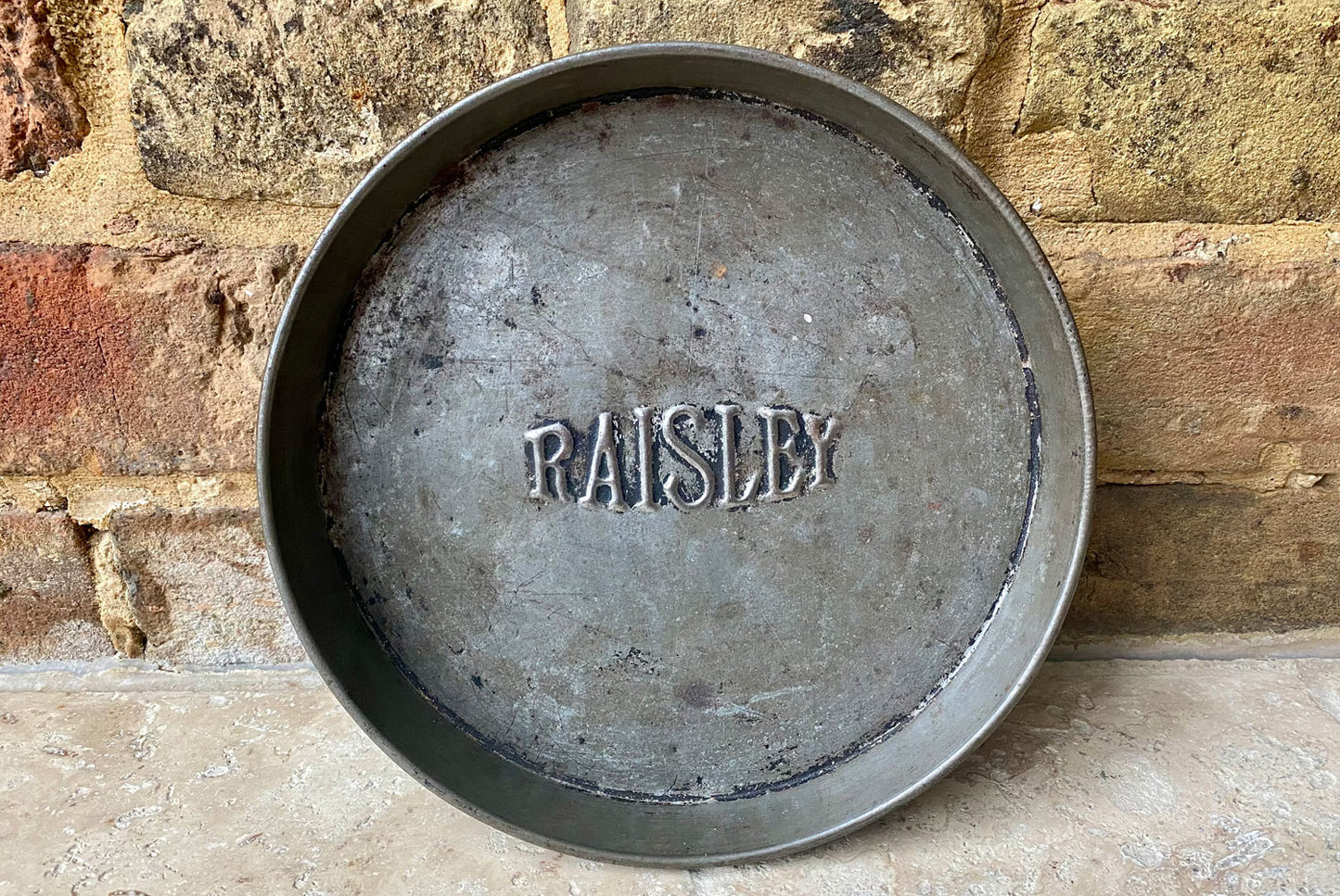 antique vintage early 20th century brown polson raisley flour advertising cake tin