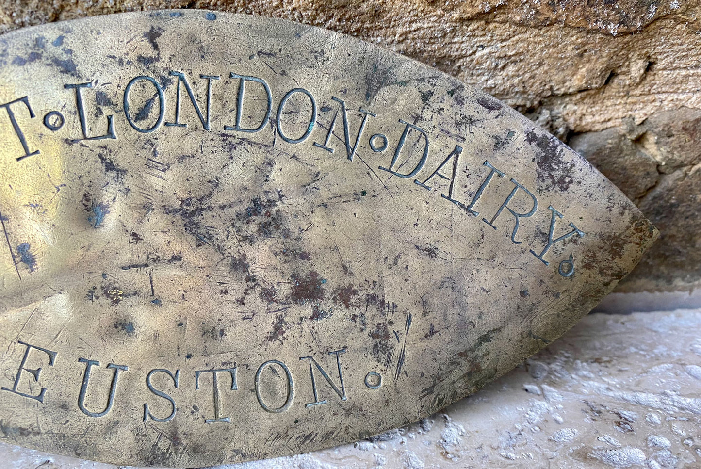 antique victorian brass dairy plaque west london euston