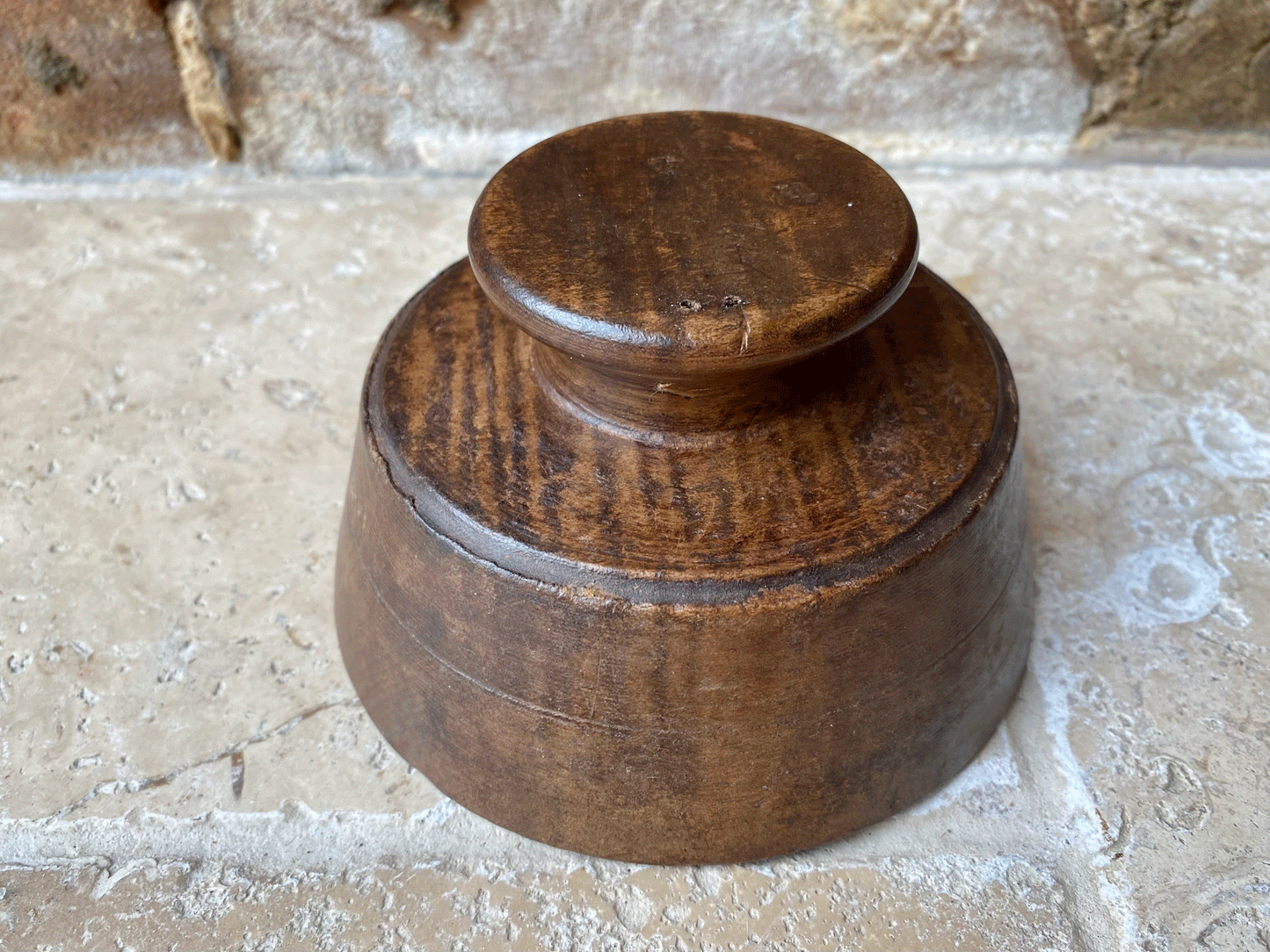 rare antique victorian treen wooden butter mould kl rhuden farm nh monogram