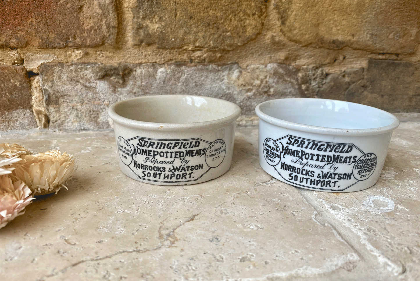 rare antique english advertising paste potted meat pot horrocks watson springfield southport