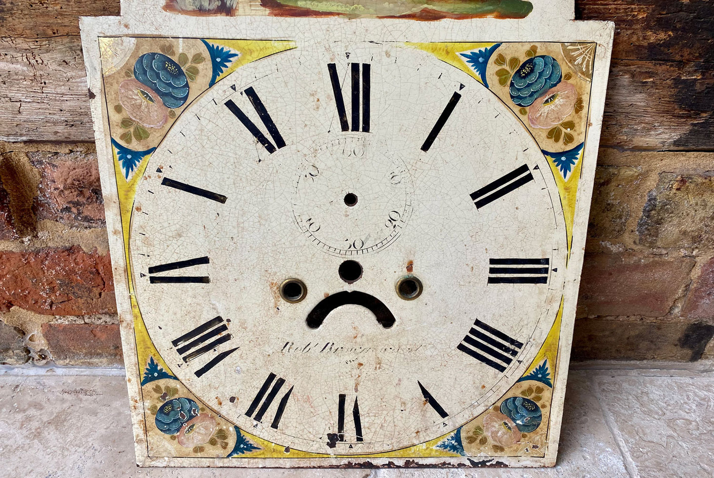 antique victorian salvaged grandfather clock face girl water pail