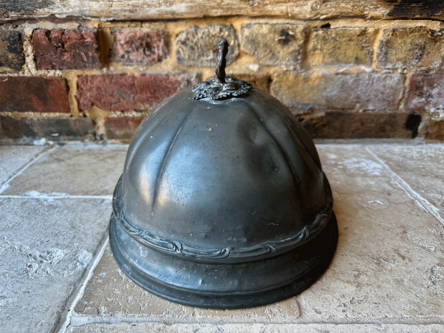 antique victorian large pewter oval cloche food cover