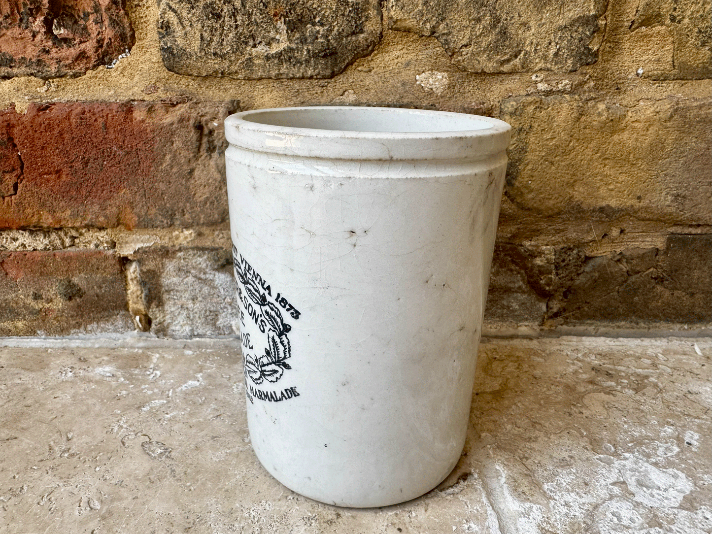 large antique victorian white ironstone english scottish advertising pot james keiller dundee marmalade