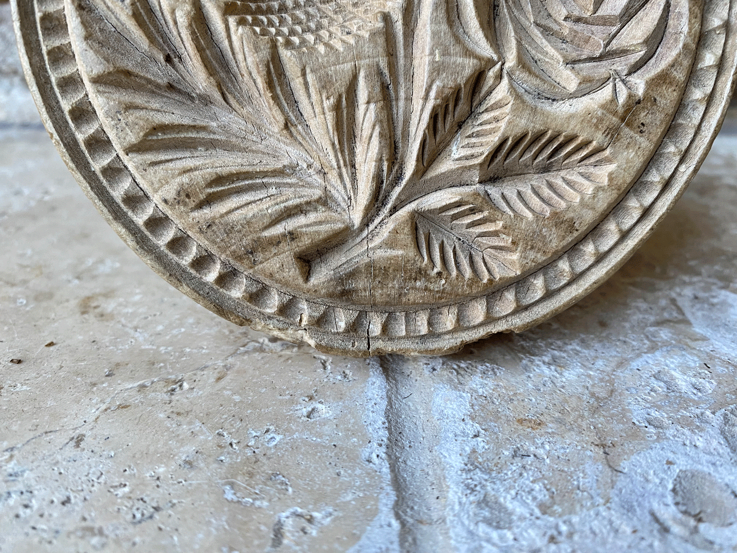 rare antique victorian deeply carved butter stamp marriage union england scotland ireland thistle clover rose