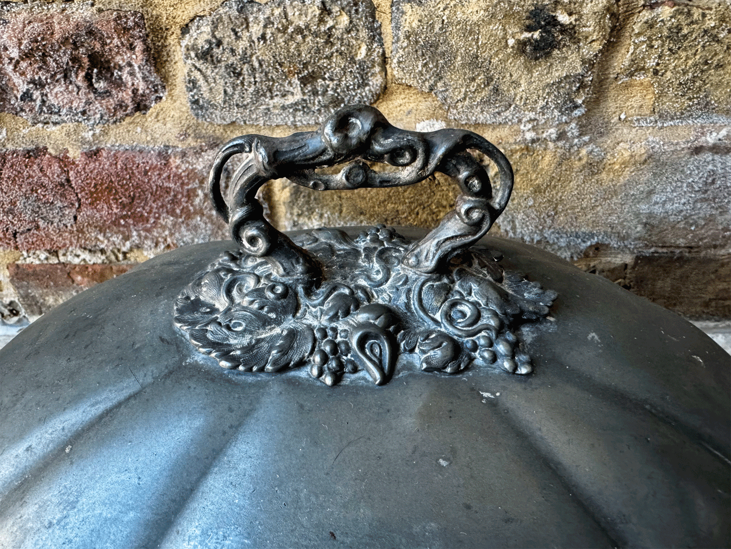 antique victorian large pewter oval cloche food cover