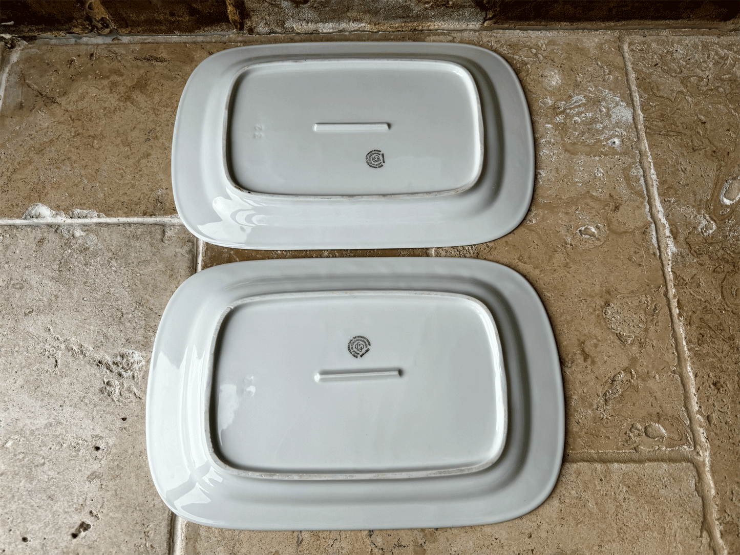 large vintage white ironstone czechoslovakian rectangular serving platter dish