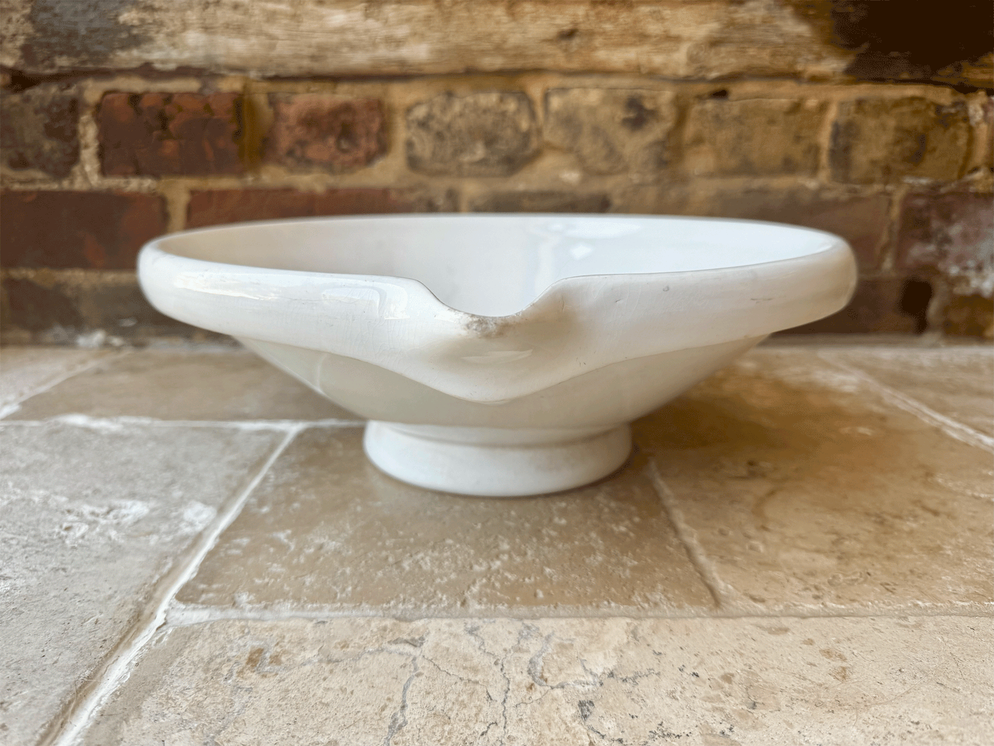 large antique white ironstone dairy bowl cream separator dairy milk bowl dutch societe ceramique