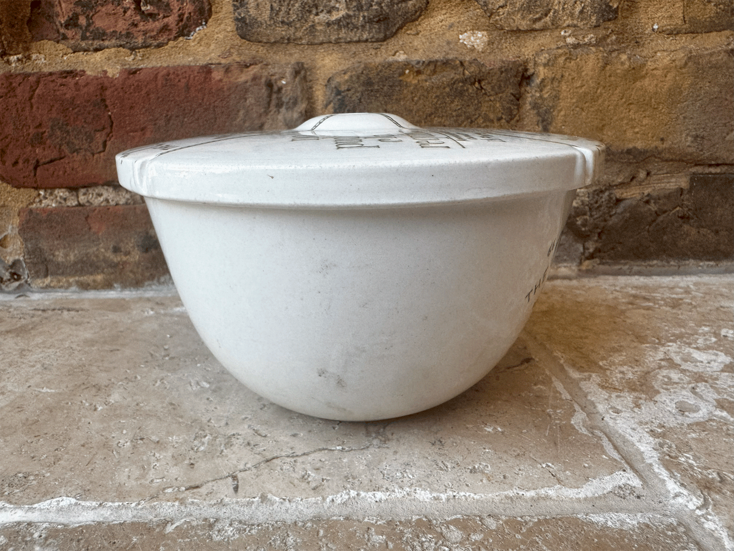 antique edwardian rare grimwades ironstone advertising large quick cooker bowl
