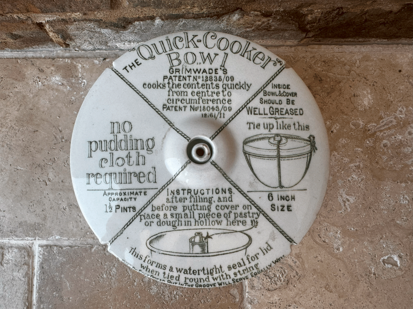 antique edwardian rare grimwades ironstone advertising large quick cooker bowl