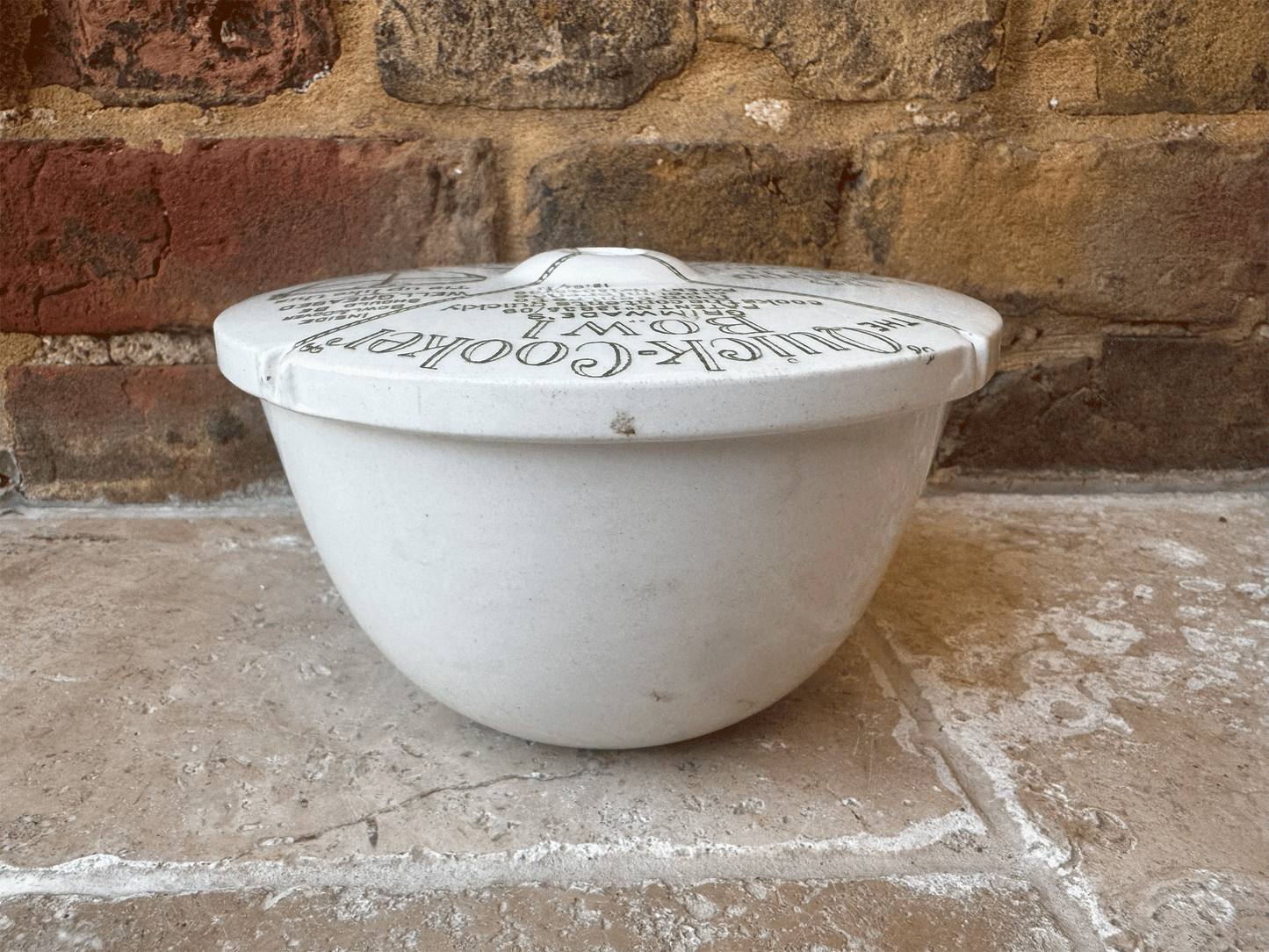 antique edwardian rare grimwades ironstone advertising large quick cooker bowl