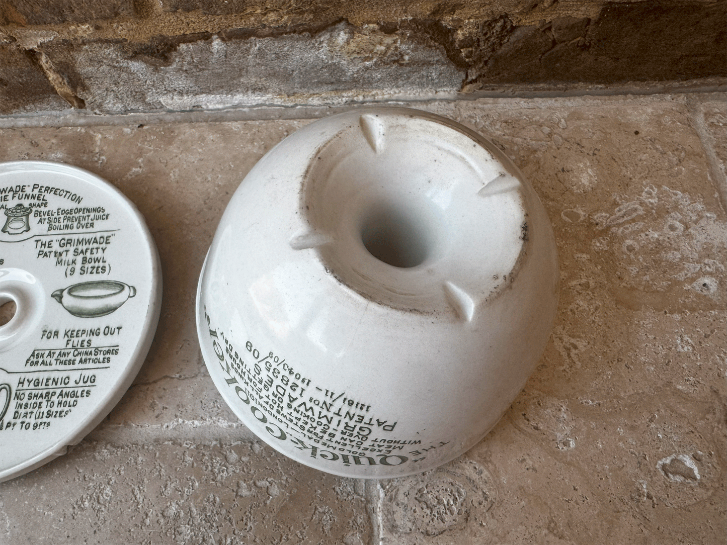 antique edwardian rare grimwades ironstone advertising large quick cooker bowl